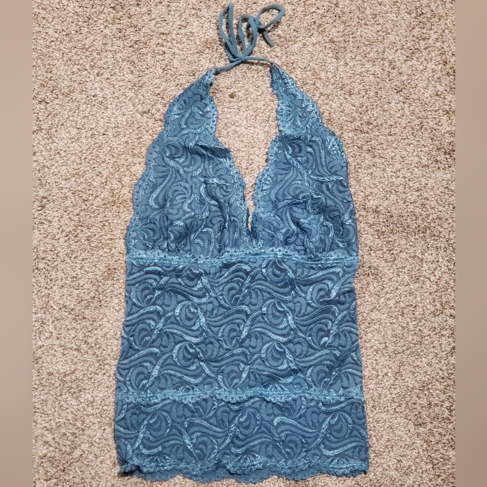 Blue bebe dressy lace top